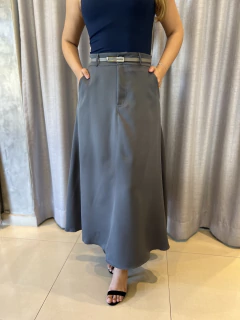 Saia midi cinto alfaiataria