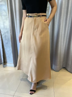 Saia midi cinto alfaiataria - loja online