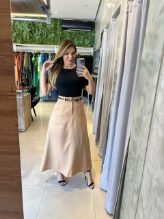 Saia midi cinto alfaiataria - comprar online