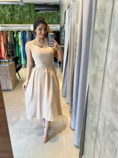 Vestido fluido crepe acetinado - Yamada Fashion