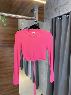 Cropped manga longa amarração