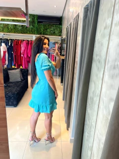 Vestido princesa manga bufante linho forrado na internet