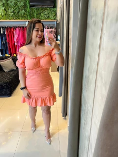 Vestido princesa manga bufante linho forrado - Yamada Fashion