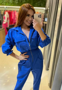 Macacão em linho colorido zíper