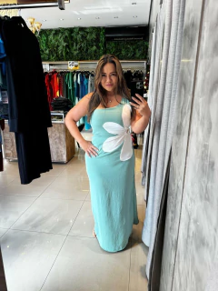 Vestido midi flor com zíper e bojo na internet