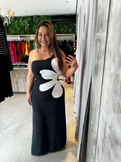Vestido midi flor com zíper e bojo - comprar online
