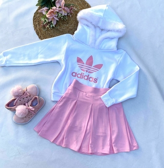 Conjunto Alice inspiração ( blusa de moletom flanelado, inspiração, saia com shorts por baixo)