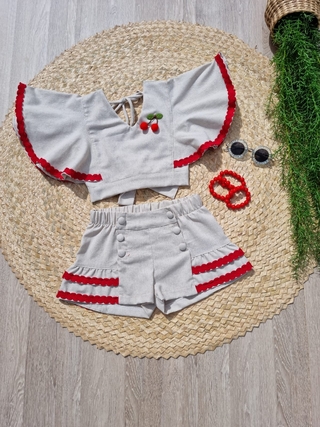 Conjunto linho (com detalhes em vermelho)