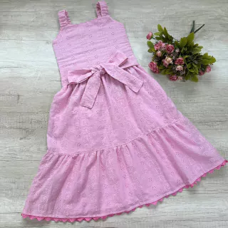 Vestido laise rosa ( em laise 100% algodão)
