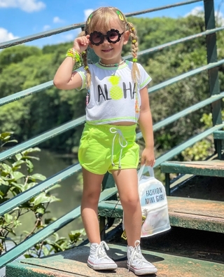 Conjunto Abacaxi (blusa em cotton egípcio, shorts com elastano)