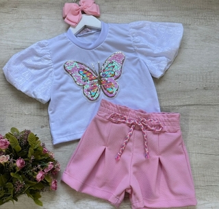 Conjunto Borboleta ( cropped, shorts)