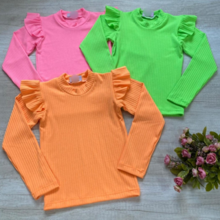 Blusa Canelada ( blusa canelada com babados, opções de cores)