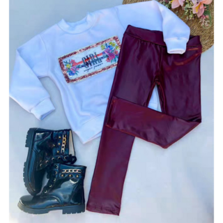 Conjunto Mãe e Filha ( blusa moletom flanelado, calça legging flanelada por dentro)
