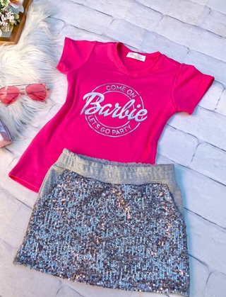Look Baby ( blusa, shorts saia com detalhes em paetê)