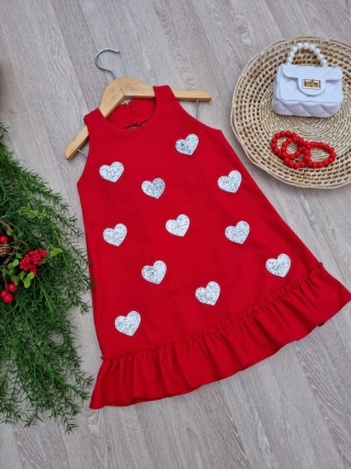 Vestido no linho ( no linho com detalhes de coração)