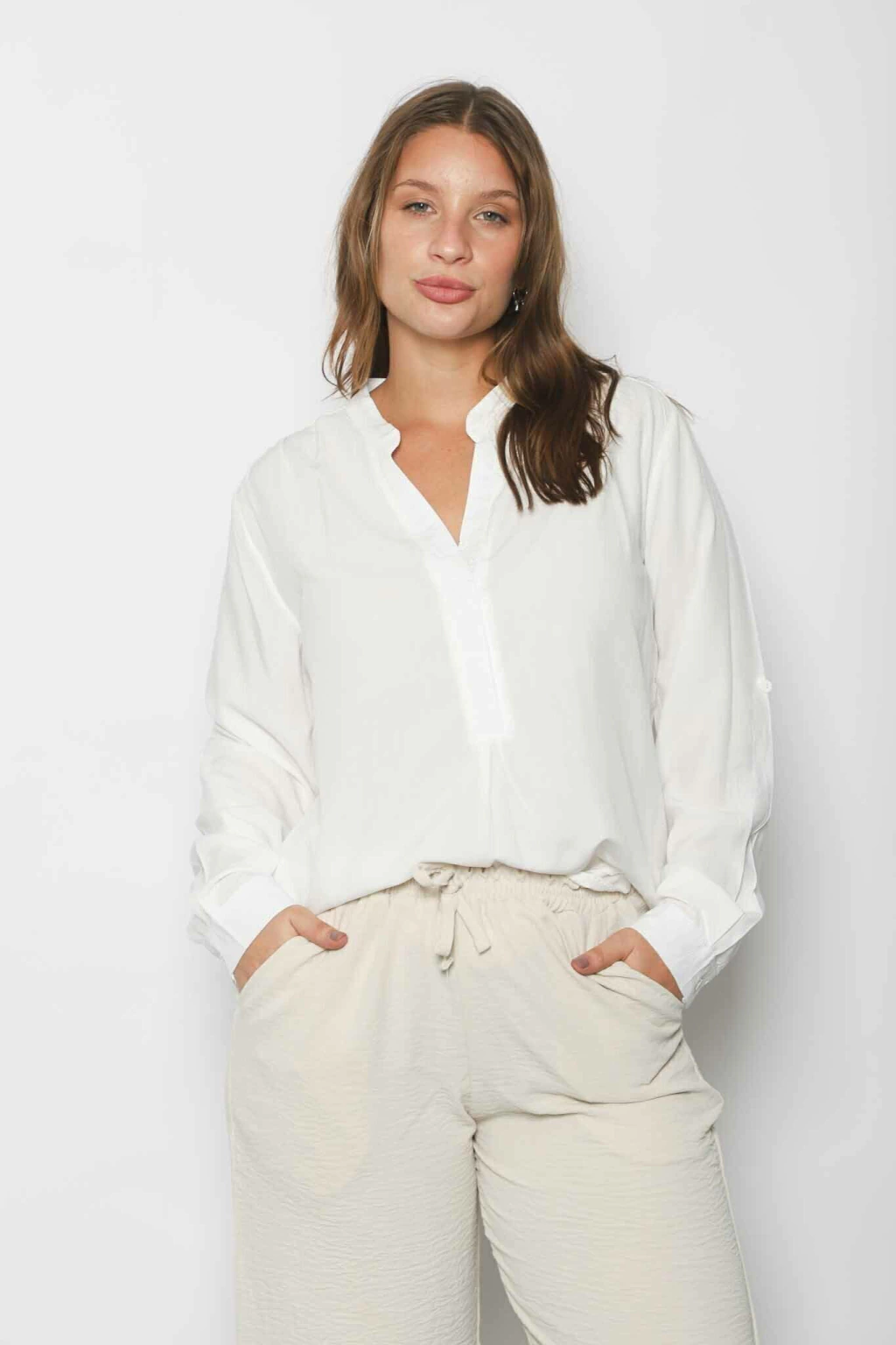 CAMISOLA CUELLO MAO LISA DE TWILL