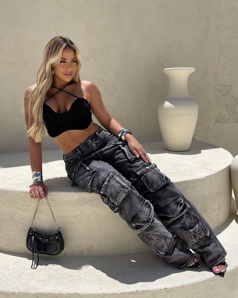 Calça Cargo Jeans Manuela