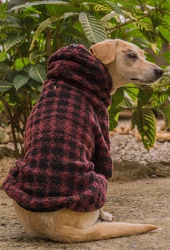 Moletom Sherpa Xadrez Vinho - Ammolite Pet Supply