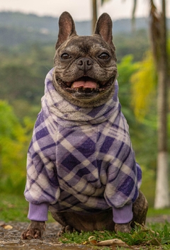 Suéter Fleece Xadrez Lavanda - Ammolite Pet Supply