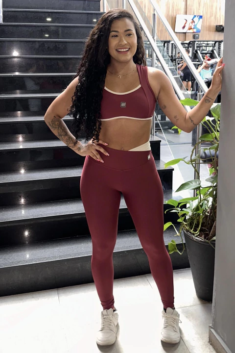 Conjunto Poliamida Calça + Top Marsala - comprar online