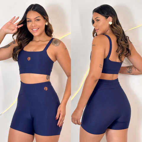 Conjunto Com Recortes Canelado Azul Marinho - comprar online