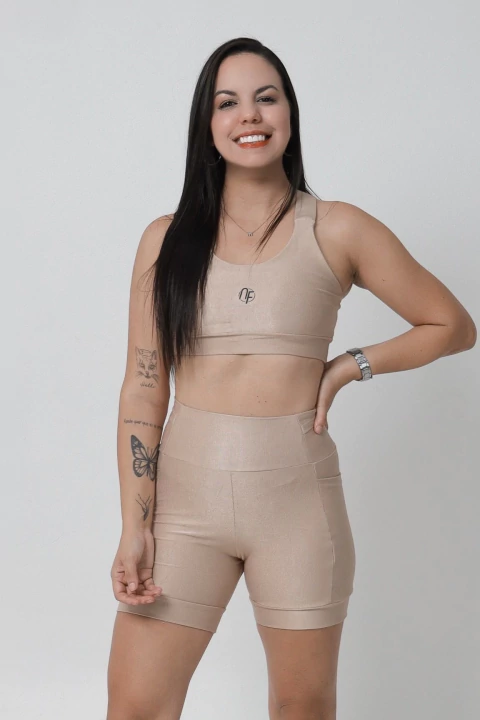 Conjunto Pace Canelado - Short Com Bolsos + Top Off - comprar online