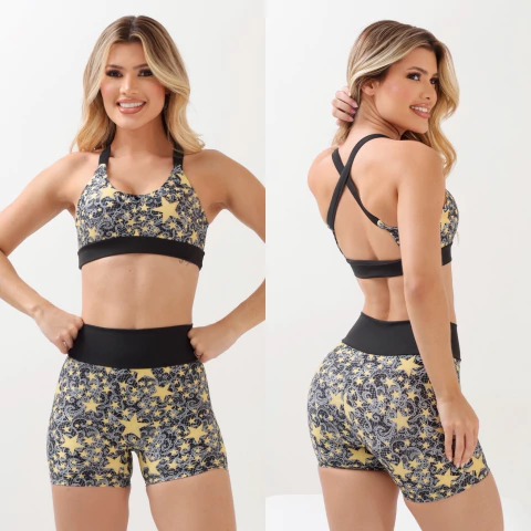 Conjunto Estrelas Amarelas Short Curto + Top - comprar online