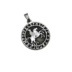 Animales Nordicos Caballo Sleipnir con runas / Plata 925 - Van Allen Joyas