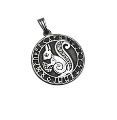 Animales Nordicos Ardilla Ratatosk con runas / Plata 925 - Van Allen Joyas