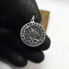 Animales Nordicos Cuervo con runas / Plata 925 en internet