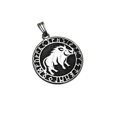 Animales Nordicos Jabali con runas / Plata 925 - Van Allen Joyas