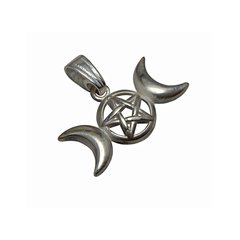 Dije Triple Wicca Diosa Lunar / Plata 925