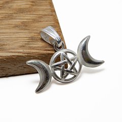 Dije Triple Wicca Diosa Lunar / Plata 925 - Van Allen Joyas