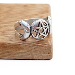 Anillo Diosa Triple Wicca / Plata 925 - Van Allen Joyas