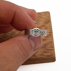 Anillo Vikingo Con Runa Tyr / Plata 925 - Van Allen Joyas