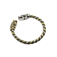 Brazalete Vikingo Lobo Fenrir / Plata 925 Y Bronce