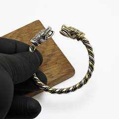 Brazalete Vikingo Lobo Fenrir / Plata 925 Y Bronce en internet