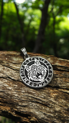 Animales Nordicos Lobo con runas / Plata 925