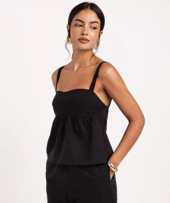 Bata algodão texturizado preto