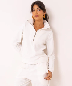 blusa manga longa moletom branca