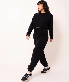 calça jogger moletom preta