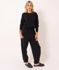 calça jogger moletom preta