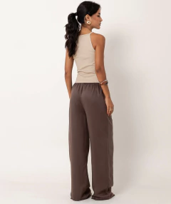 calça reta liocel marrom