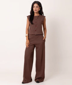 blusa canelado algodão texturizada marrom