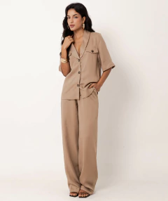 camisa over liocel bege