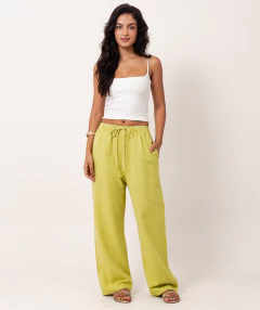 calça pantacourt linho algodão pistache