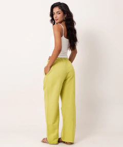 calça pantacourt linho algodão pistache