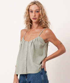 bata algodão texturizado boho verde