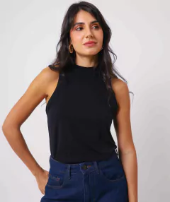 regata gola algodão pima preto