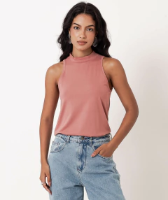 regata gola algodão pima rosa matte